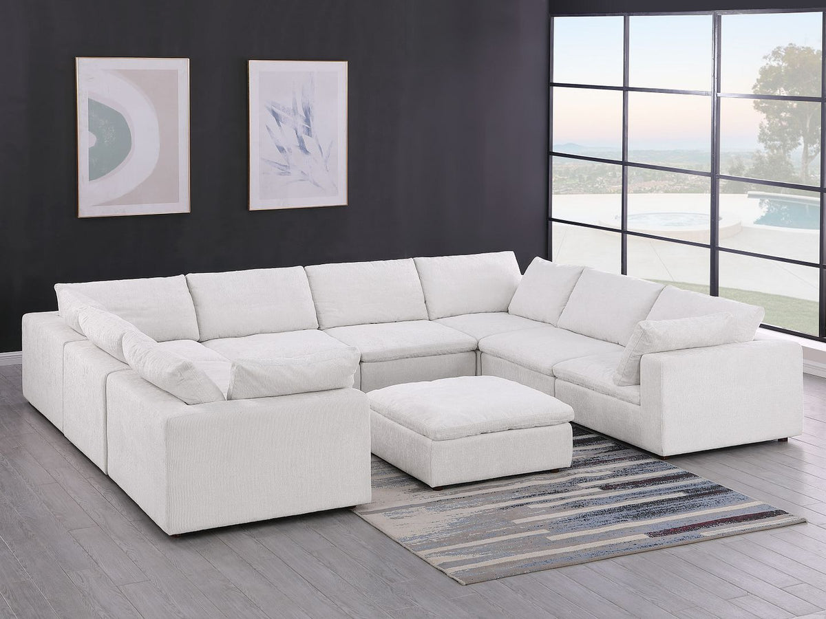 1100 - 9-Piece U-Shaped Sectional In Italian Fabric - Pearl - R&R Furniture Gallery (Fountain Valley, CA)