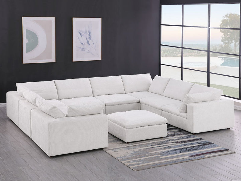 1100 - 9-Piece U-Shaped Sectional In Italian Fabric - Pearl - R&R Furniture Gallery (Fountain Valley, CA)