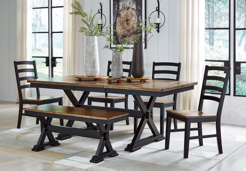 Signature Design by Ashley Wildenauer 6-piece dining room set with a table and six upholstered chairs in a modern wood finish.