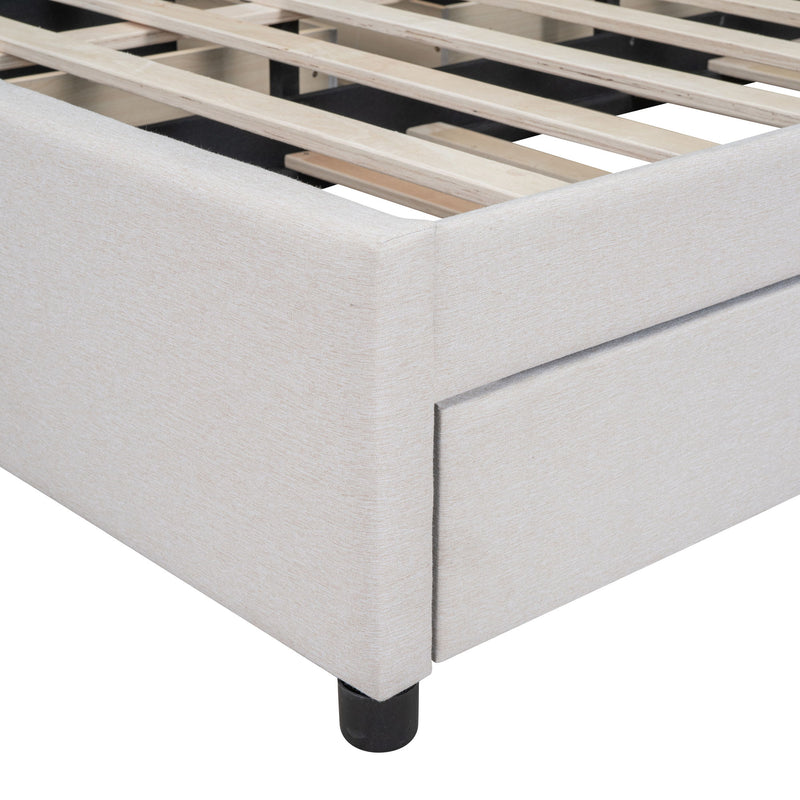 Upholstered Platform Bed With Drawers, Classic Headboard Design - R&R Furniture Gallery (Fountain Valley, CA)