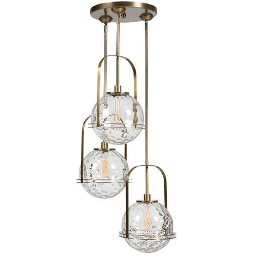 Uttermost Mimas 3-Light Gold Cluster Pendant lighting fixture with hanging lights and modern design.