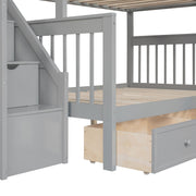 Solid L Shaped Bunk Bed With 3 Drawers, Ladder And Staircase - R&R Furniture Gallery (Fountain Valley, CA)