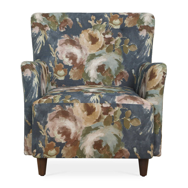 Lainey - Floral Upholstered Armchair - Blue