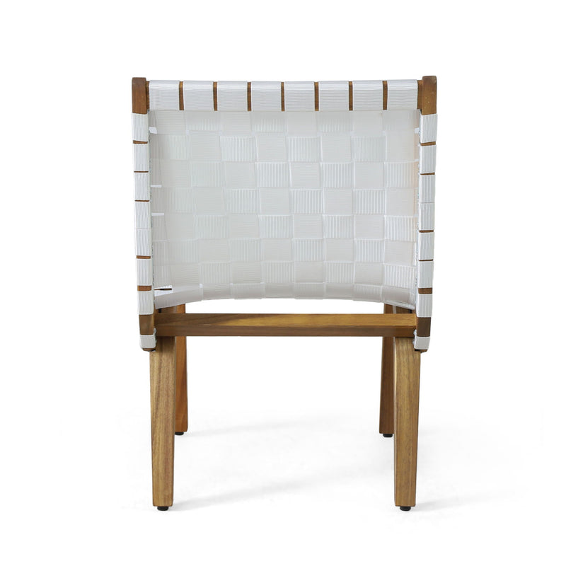 White Charlotte lounge chair by Noble House shown in a modern living room setting.
