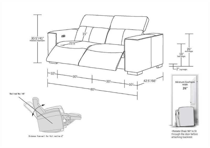 1208 - Dual Power Reclining Loveseat