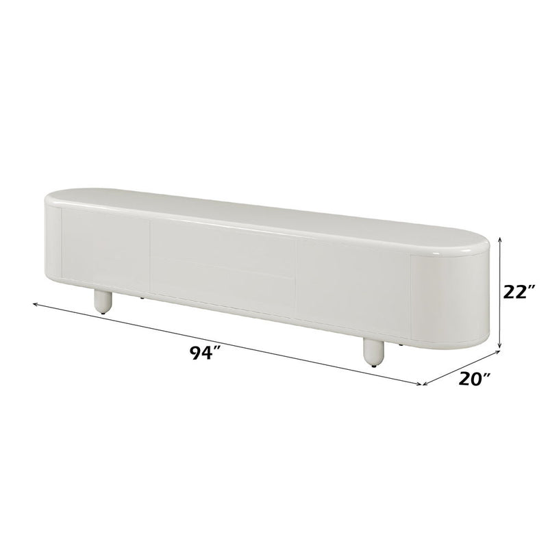 Keely - TV Stand - White High Gloss - R&R Furniture Gallery (Fountain Valley, CA)