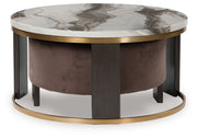 Jazmore - Nesting Cocktail Tables (Set of 2) - Brown / Brass Finish - R&R Furniture Gallery (Fountain Valley, CA)