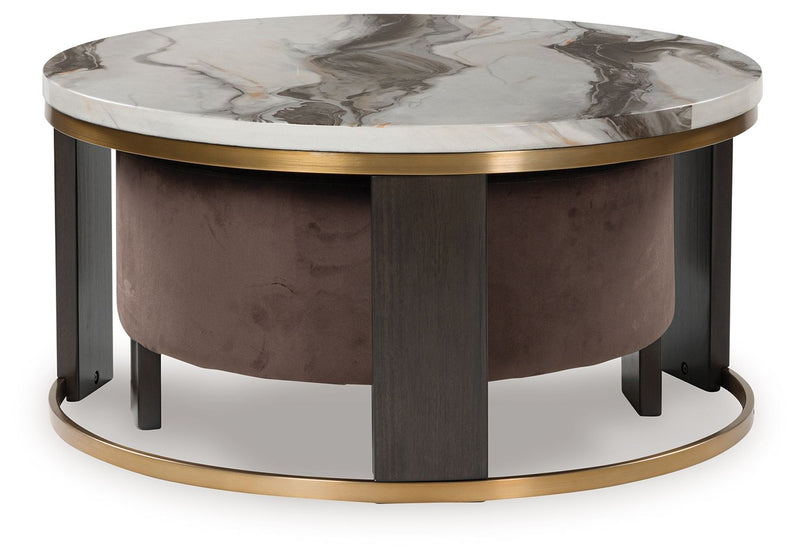 Jazmore - Nesting Cocktail Tables (Set of 2) - Brown / Brass Finish - R&R Furniture Gallery (Fountain Valley, CA)