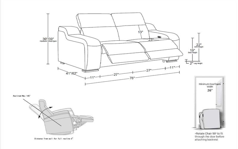 1116 - 2-Piece Modular Power Reclining Loveseat In With 2 Power Recliners & Power Headrests