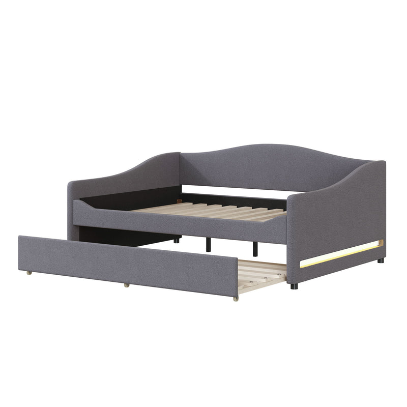 Upholstered Daybed With Light And Trundle - R&R Furniture Gallery (Fountain Valley, CA)