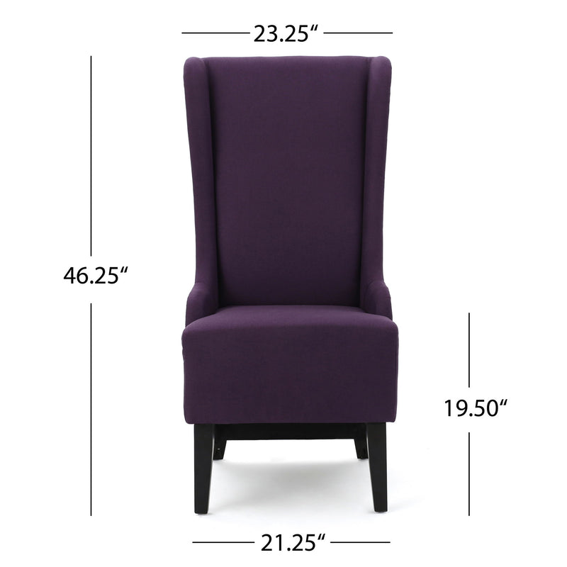 Fabric Dining Chair With High Back And Birch Wood Legs - Plum - R&R Furniture Gallery (Fountain Valley, CA)