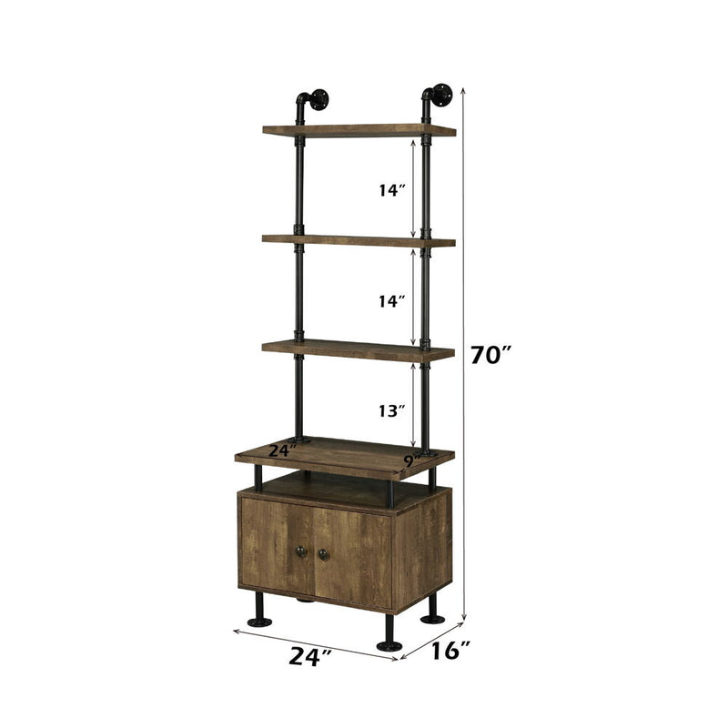 Ensata II - TV Stand Side Pier - Rustic Oak & Black - R&R Furniture Gallery (Fountain Valley, CA)
