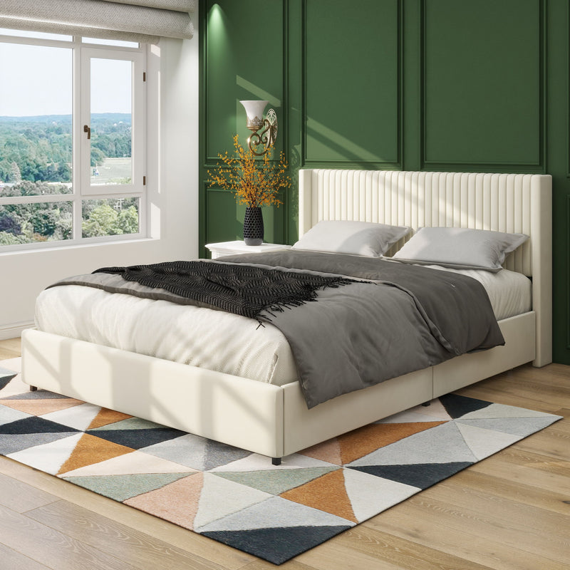 Anna - Upholstered Wingback Platform Bed With 4 Drawers Storage - R&R Furniture Gallery (Fountain Valley, CA)