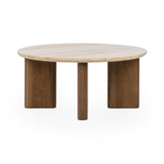 Idella - Travertine Round Table - R&R Furniture Gallery (Fountain Valley, CA)