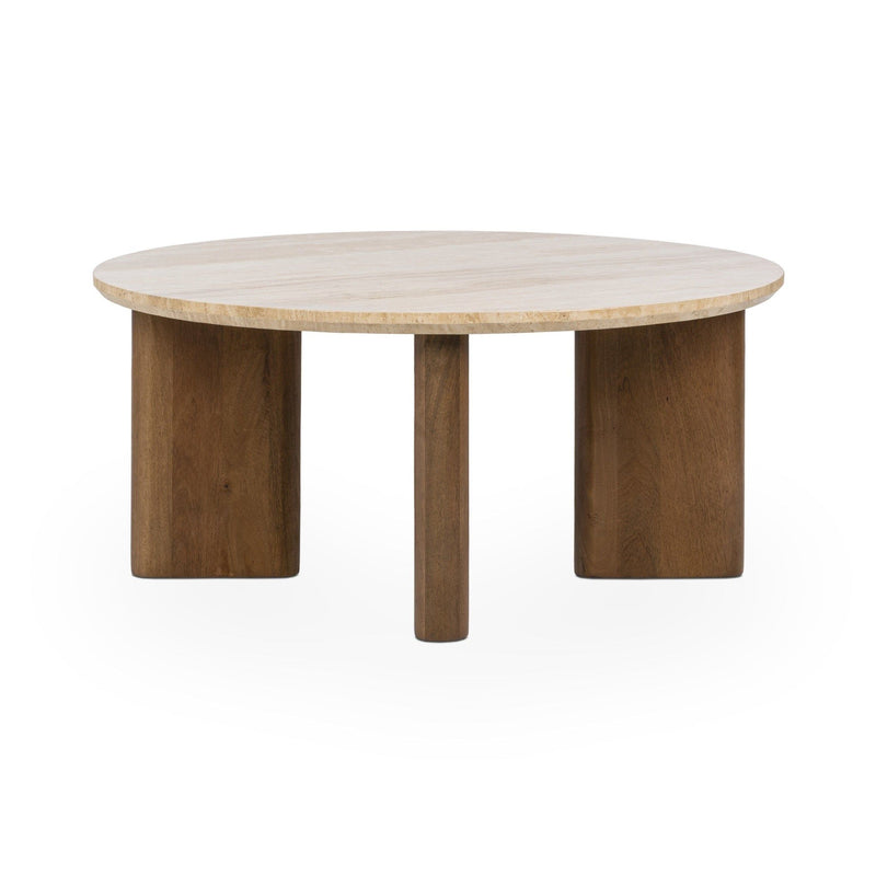 Idella - Travertine Round Table - R&R Furniture Gallery (Fountain Valley, CA)