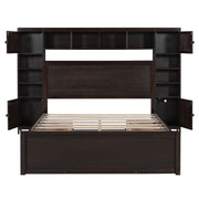DreamHaus cabinet bed with integrated shelf, storage cabinet, and sockets, showcasing its multifunctional design and compact layout.