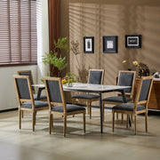 French Country Style Dining Chair With Upholstered Seating And Fluted Legs - R&R Furniture Gallery (Fountain Valley, CA)