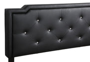 Button tufted upholstered bed by Glory Furniture with cozy, plush fabric and elegant tufted headboard for stylish bedroom decor.