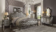 Versailles II - Queen Bed - Silver Synthetic Leather & Antique Platinum - R&R Furniture Gallery (Fountain Valley, CA)