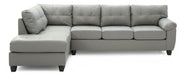 Glory Furniture Gallant stationary sectional sofa with plush cushions and fabric upholstery, shown in a modern living room setting.