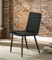 Hosmer - Side Chair (Set of 2) - Black Top Grain Leather & Antique Black - R&R Furniture Gallery (Fountain Valley, CA)