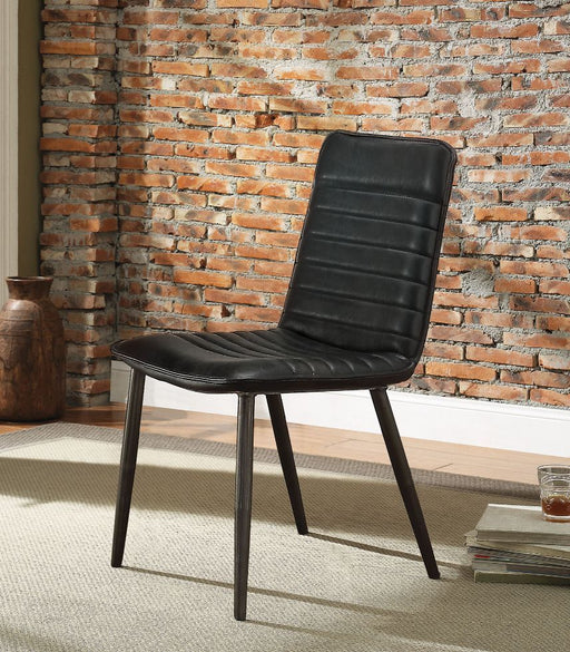 Hosmer - Side Chair (Set of 2) - Black Top Grain Leather & Antique Black - R&R Furniture Gallery (Fountain Valley, CA)