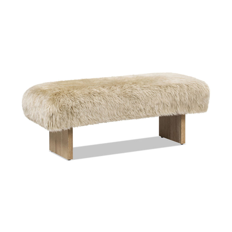 Leda - Sheepskin Fur Rectangular Accent Bench - Natural Blonde - R&R Furniture Gallery (Fountain Valley, CA)