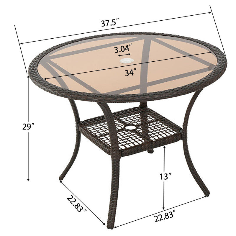 Outdoor Table With Woven Rattan Design - Brown - R&R Furniture Gallery (Fountain Valley, CA)