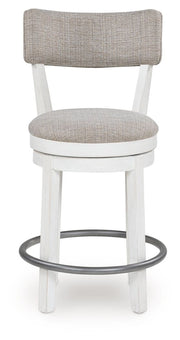 Robbinsdale - Upholstered Swivel Barstool (Set of 2) - Antique White - R&R Furniture Gallery (Fountain Valley, CA)