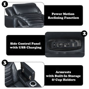 Ephron - Power Motion Recliner With Power Headrest & LED - Black - R&R Furniture Gallery (Fountain Valley, CA)