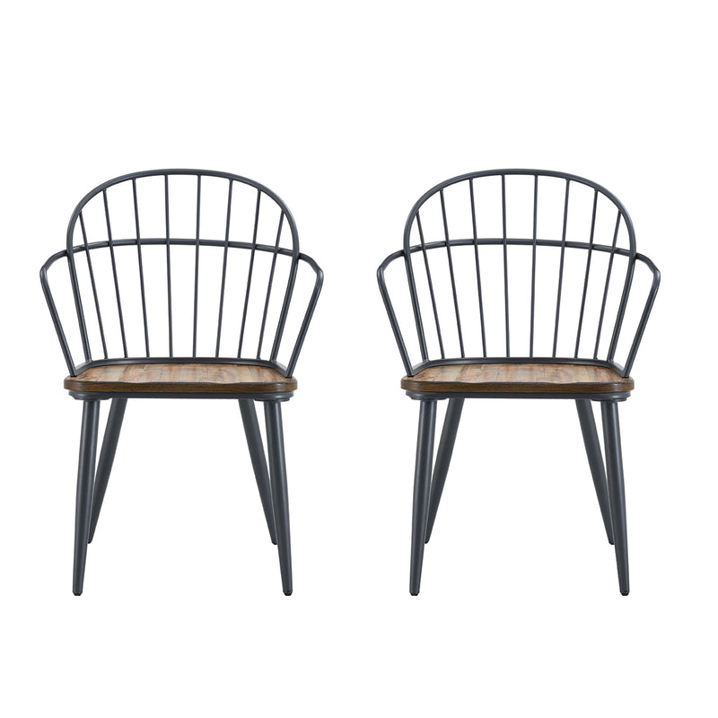 Industrial Inspired Indoor Dining Chair With Metal Legs And Birch (Set of 2) - Black / Natural - R&R Furniture Gallery (Fountain Valley, CA)