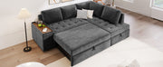 L Shaped Couch With Pull Out Bed And Storage Sectional Sleeper Sofa With Hidden Storage, Wide Armrest With Storage, For Living Room, Apartment, Bedroom, Office - R&R Furniture Gallery (Fountain Valley, CA)