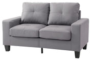 Glory Furniture upholstered stationary loveseat with track arms, cozy fabric, perfect for small living spaces, in a neutral color.