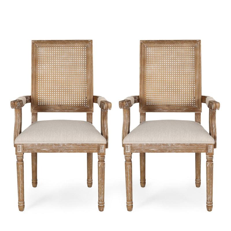 Elegant French Country Style Dining Chair With Cane Backrest - R&R Furniture Gallery (Fountain Valley, CA)