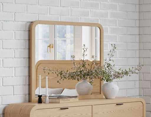Modus Drake Dresser Mirror in timber finish, standalone furniture piece with a sleek, modern design and clear reflective surface.