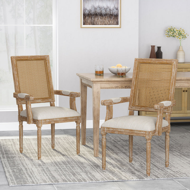 Elegant French Country Style Dining Chair With Cane Backrest - R&R Furniture Gallery (Fountain Valley, CA)