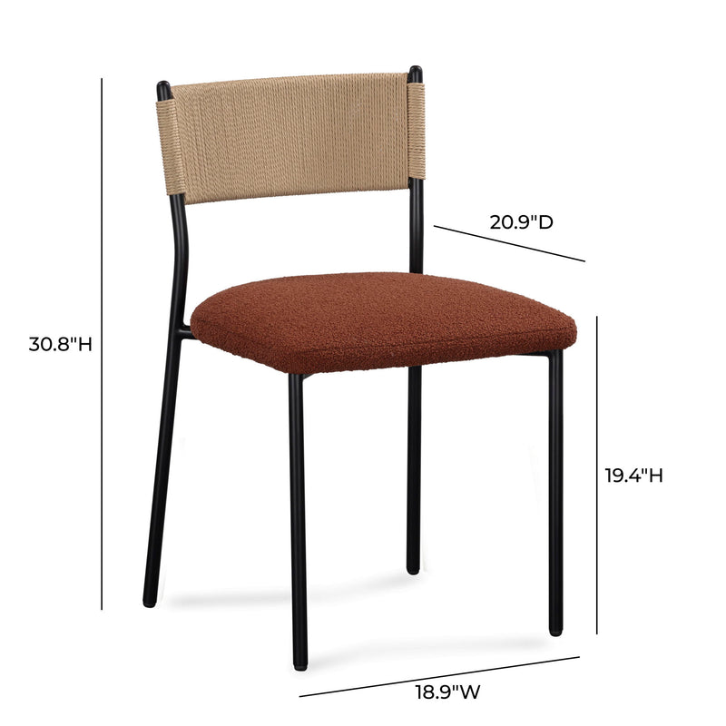 Set of two Celine boucle dining chairs by TOV Furniture, featuring modern design with textured fabric and sleek wooden legs.