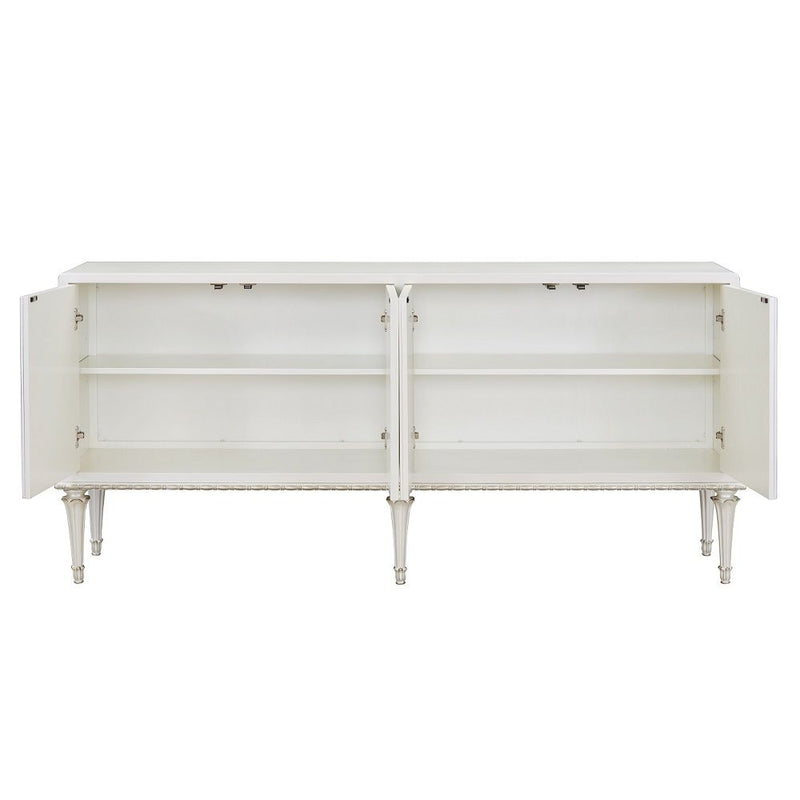 Ansaldo - Console Cabinet - Pearl White & Silver Shimmer - R&R Furniture Gallery (Fountain Valley, CA)