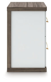 Kendanport - Two Drawer Night Stand - Brown / White - R&R Furniture Gallery (Fountain Valley, CA)