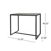 Noble House Ernesto outdoor industrial acacia wood bar table with sturdy rectangular design and natural wood finish.