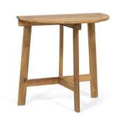 Noble House outdoor half round folding bistro table made of acacia wood, ideal for patio or garden dining.