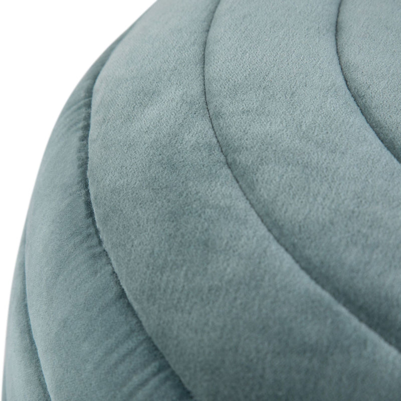 Simpli-Home Vivienne upholstered round accent pouf with soft fabric and plush cushioning for versatile home seating or decor.