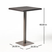 Outdoor Square Rattan Bar Table With Iron Frame - Multi Brown - R&R Furniture Gallery (Fountain Valley, CA)