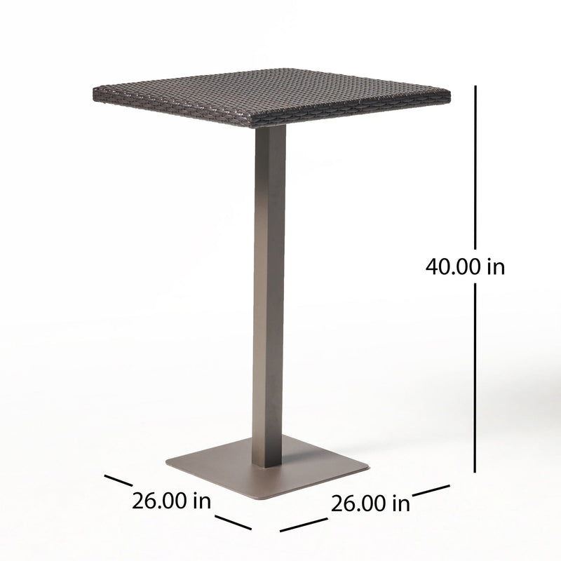 Outdoor Square Rattan Bar Table With Iron Frame - Multi Brown - R&R Furniture Gallery (Fountain Valley, CA)