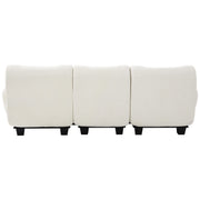 Noble House 3-seater sofa with curved armrests, stationary modern couch in neutral fabric, stylish and comfortable living room furniture