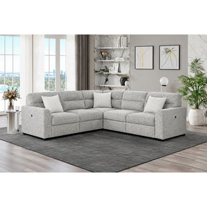 Emiliano - Sectional Sofa With 3 Pillows - Nickel