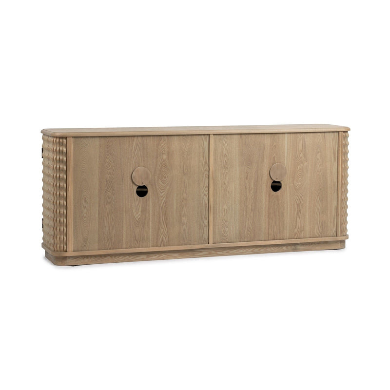 Classic Home Harbor 4-door buffet cabinet with wood finish and sleek design, showcasing ample storage and elegant style.