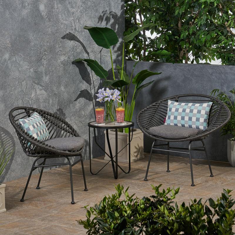 Cordella - Outdoor Woven Wicker Chairs With Cushions, (Set of 2) - R&R Furniture Gallery (Fountain Valley, CA)