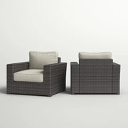 Outdoor Armchairs With Cushions (Set of 2) - Espresso / Gray - R&R Furniture Gallery (Fountain Valley, CA)