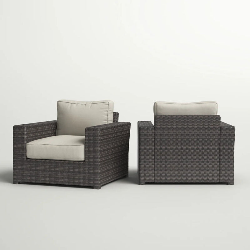 Outdoor Armchairs With Cushions (Set of 2) - Espresso / Gray - R&R Furniture Gallery (Fountain Valley, CA)